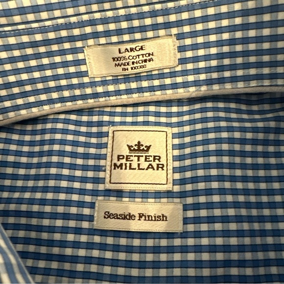 Peter Millar Seaside Finish Men’s Large Button Down Long Sleeve Shirt Blue - Picture 5 of 13